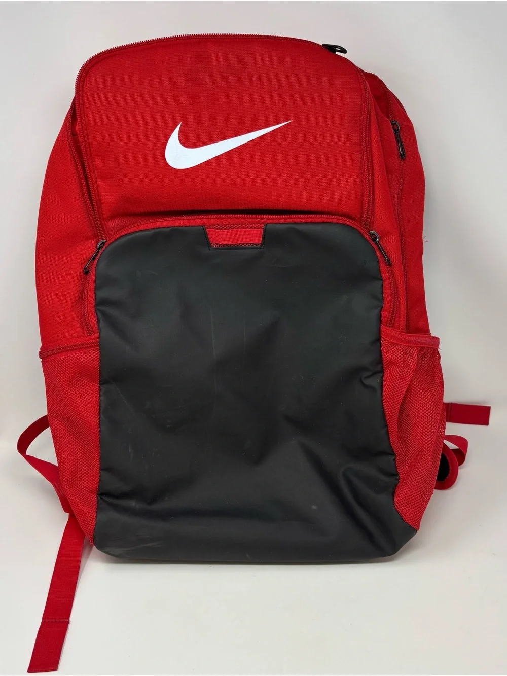 Nike Red Black Swoosh Backpack Athletic Sports School Gear Bookbag